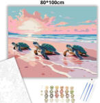  Teknősök a parton - számfestő készlet - 80×100 cm (Keret nélkül)