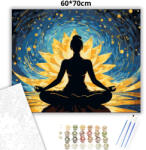  Aranyló lótusz meditáció - számfestő készlet - 60×70 cm (Keretre feszítve)