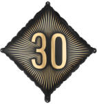  Fekete fólia léggömb arany 30-as felirattal, 46x46 cm (FB362-30)