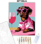  Vagány szemüveges tacskó - számfestő készlet - 80×100 cm (Keretre feszítve)