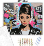  Városi graffiti-portré - számfestő készlet - 80×100 cm (Keretre feszítve)