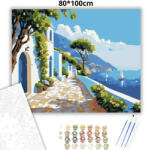  Derűs tengerparti sétány - számfestő készlet - 80×100 cm (Keretre feszítve)