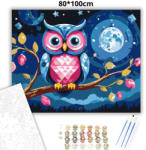  Csillagos éji bagoly - számfestő készlet - 80×100 cm (Keretre feszítve)