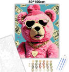  Vagány plüssmackó - számfestő készlet - 80×100 cm (Keretre feszítve)