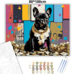  Vagány bulldog - számfestő készlet - 80×100 cm (Keretre feszítve)