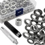 Gardlov Set 100 inele pentru fixare prelata, 12mm/20mm, otel si PP, 14.5 x 8.2 x 3.5 cm, argintii (FSI18212)