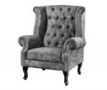 IV Interior Concept Fotoliu stil englezesc Chesterfield, catifea gri (A-43520 VC)