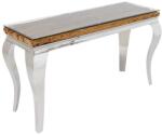 IV Interior Concept Consola, Lemn de Tec, Sticla, Otel Crom, MODERN BAROCK BARRACUDA 140cm (A-44364+44374 VC) Masa de cafea