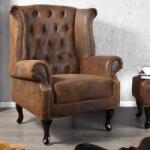 IV Interior Concept Fotoliu clasic stil englezesc Chesterfield maro antic (A-19448 VC)