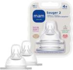 MAM Tetina pentru biberoane MAM, marimea 2, set 2 bucati, silicon SkinSoft, 4 luni (66411300)