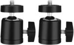 Dodaco Set 2 capete sferice mini rotative 360 grade cu prindere 1 4 pentru trepied, suport aluminiu pentru lumina LED, microfon, camera video si telefon