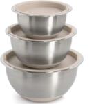 Zeller Set 3 boluri cu capace Zeller, otel inoxidabil plastic, 27x4 cm, argintiu bej (ZE-27369) Castron