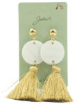 Flippy Cercei Dama de Primavara, Jolie, Model cu Ciucuri Aurii si Disc Alb, Eleganti si Moderni, 7 x 2 cm per unitate, Alb Auriu (teo-114608)