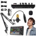  Kapacitív stúdiómikrofon hangkártya keverő állvány szett (Mikrofon Pojemnościowy Studyjny statyw )