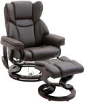 HOMCOM Relaxfotel lábtartóval, 360°-ban forgó TV-fotel masszázzsal, dönthető funkció, pihenőfotel, műbőr, barna (700-116V91BN)