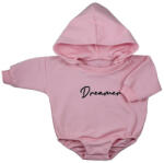 KOALA Hosszú ujjú baba body kapucnival baggy Koala Dreamer rózsaszín - pindurka