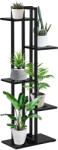 Outsunny Suport pentru Plante cu 5 Niveluri Raft de Colț din Lemn pentru Grădină și Balcon | Aosom Romania (845-759V00BK)