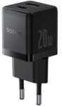 Baseus PALM hálózati töltő USB+Type-C aljzat (20W, PD gyorstöltő 3.0 + Type-C kábel), fekete
