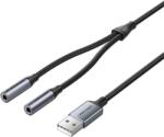 Vention Кабел Vention CVHHC, от USB-A(м) към 2x Jack 3.5mm(ж), 0.25m, черен (CVHHC)