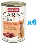 Animonda Carny Kitten Veal&Chicken&Turkey Borjúhús, csirke és pulyka cicáknak 6x400 g