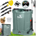 Plonos Akkumulátoros permetező, Plonos PL-602, sötétzöld, 16 l, háti pántos, 12 V 8, 0 Ah, 4 fúvóka, PE tartály, akkumulátorrral és töltővel (TE460201)