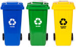 Homelux Hulladéktároló készlet 3x120L-es kék, zöld, sárga, gumikerekekkel (MO-120G-8-9-13) - geminiduo