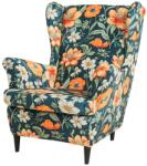 Meble OdNowa Uszak fotelhuzat, Meble OdNowa, narancssárga virágmintás, rugalmas anyagú, méretei 78-85x95-100x84-90cm (convivum_5905080708196)