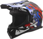 LS2 MX708 Fast II Grotesk motokrossz bukósisak fényes fehér-kék-piros
