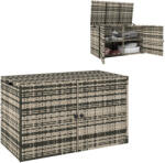 Aosom Rattan kerti tárolóláda 350L két szintes kültéri tároló gázrugóval 118x57x69 cm szürke