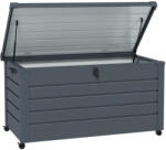 Aosom Kerti tároló láda 311L 120x62x65 cm nagyméretű kerekes kerti párnatartó box sötétszürke