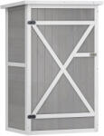 Aosom Kerti fészer polcokkal 75x56x115 cm szürke kerti szerszámtároló szekrény időjárásálló