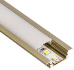 ANRO LED Profile ALP-001 Pezsgőszín - Alumínium U profil LED szalaghoz, süllyeszthető (Opál búrával) (LP301CH - LP-UNICOV1-MLK)