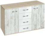 Bogdan Furniture G Скрин с четири чекмеджета и две врати Мебели Богдан модел bm-ava1200, кристал със сонома
