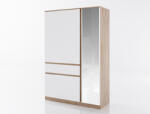 Bogdan Furniture G Гардероб Мебели Богдан модел Clasic lux 933, Бяло гладко с Дъб суров, трикрилен, с огледало