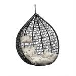  Fekete függőfotel KOKON állvány nélkül, bézs párna