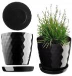 Kadax Műanyag Virágtartó Állvány Virágtartó Növények 14cm Fekete (K62)