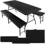 Gardlov Összecsukható kerti asztal 180 cm + 2 pad - fekete