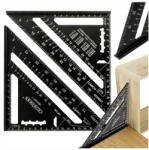 CROWNMAN Asztalos szögvas Univerzális Alumínium Építőipari Ács 180mm Fekete (Kątownik Stolarski Uniwersalny Aluminiowy)