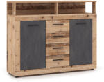 Mebel Elite BLAGO MIDI B komód 119, 5 cm natúr tölgy/grafit (W-LUNA-MIDIB-OSL-MA-KOM2D4S)