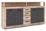 Mebel Elite BLAGO komód 190 cm, natúr tölgy/fekete (W-LUNA-OSL-MA-KOM4D4S)