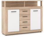 Mebel Elite BLAGO MIDI B komód 119, 5 cm sonoma tölgy/fehér (W-LUNA-MIDIB-DS-B-KOM2D4S)
