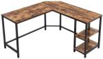LEOBERT Sarok számítógépasztal barna acél szerkezet két polccal