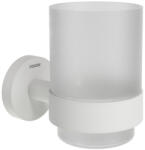 Ravak Hungary Kft Kona KN 210.10WHM pohártartó üvegpohárral, matt fehér (X07P1322)