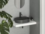 RAVAK Ceramic Slim Shelf O 55 kerámiamosdó antracit (XJX03155001) - csempekert