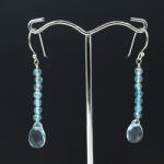  Fazettált kék topáz csepp fülbevaló