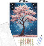  Rózsaszín lombkorona - számfestő készlet - 40×50 cm (Keretre feszítve)