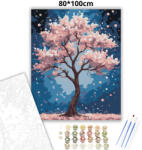  Rózsaszín lombkorona - számfestő készlet - 80×100 cm (Keret nélkül)