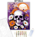  Margaréta koszorús koponya - számfestő készlet - 80×100 cm (Keret nélkül)