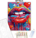  Csepegő ajkak - számfestő készlet - 60×70 cm (Keret nélkül)