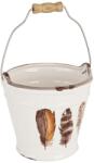 Bizzotto Ghiveci decorativ pentru flori ceramica alba maro Ø 13 cm x 12h (BI0203262B)
